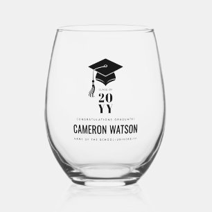 Verre À Vin Sans Pied Diplôme Chapeau Moderne Personnalisé et Pompon