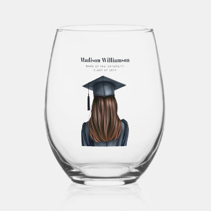 Verre À Vin Sans Pied Diplômée moderne personnalisée Femme Diplômée