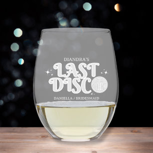Verre À Vin Sans Pied Disco Dernier Argent Retro Bachelorette personnali