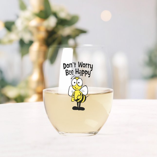 Verre À Vin Sans Pied Don't Worry Bee Happy (Insitu (Mariage))