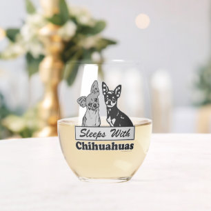 Verre À Vin Sans Pied Dors Avec Chihuahuas