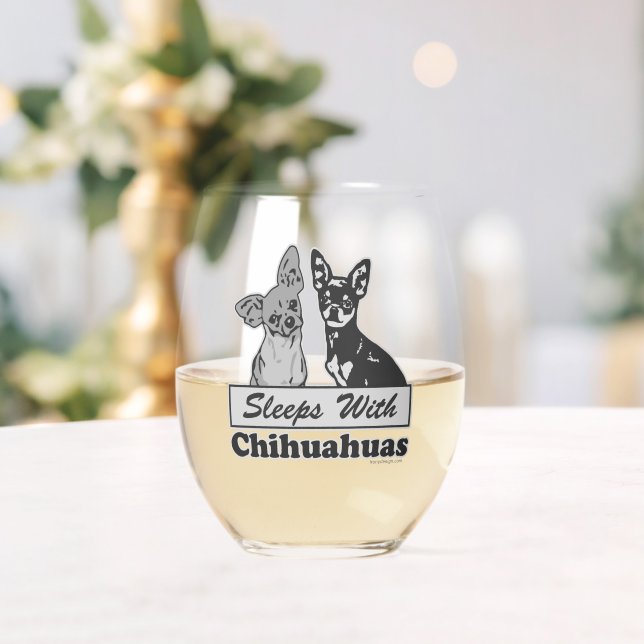 Verre À Vin Sans Pied Dors Avec Chihuahuas (Insitu (Mariage))
