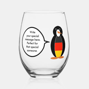 Verre À Vin Sans Pied Drapeau allemand Ms Penguin personnalisé parlant