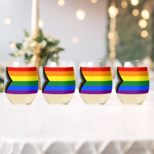 Verre À Vin Sans Pied Drapeau de fierté Progress Pride de SlipperyJoe si