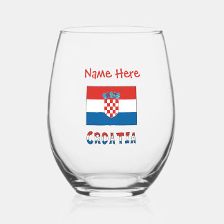 Verre À Vin Sans Pied Drapeau de la Croatie personnalisé 