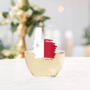 Verre À Vin Sans Pied Drapeau de Malte