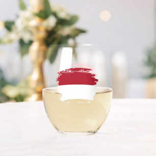 Verre À Vin Sans Pied Drapeau de Monaco