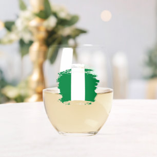 Verre À Vin Sans Pied Drapeau du Nigeria