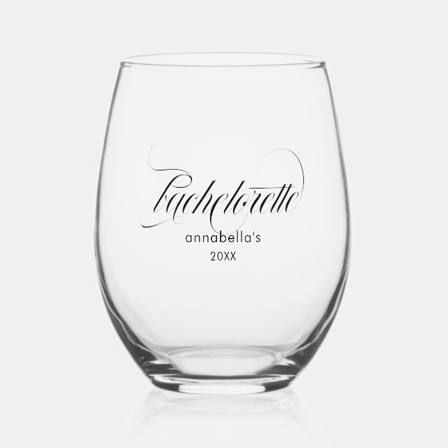 Verre À Vin Sans Pied Écriture Élégante pour Enterrement de Vie de Jeune (Recto)