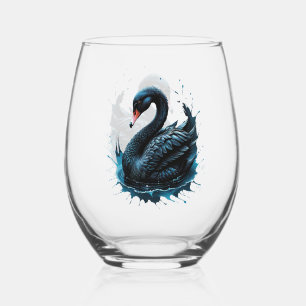 Verre À Vin Sans Pied Élégance en mouvement, cygne noir,