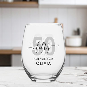 Verre À Vin Sans Pied Elégant 50e anniversaire moderne