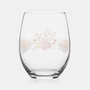 Verre À Vin Sans Pied Elégant aquarelle Boho floral Rustique botanique