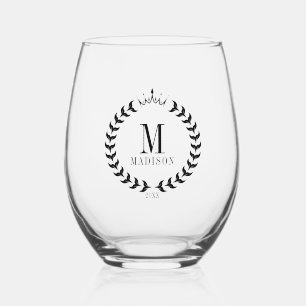 Verre À Vin Sans Pied Élégant Black Laurel Graduation