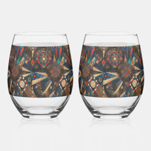Verre À Vin Sans Pied Élégant Cerulean "Anciennes Chroniques Indigènes"