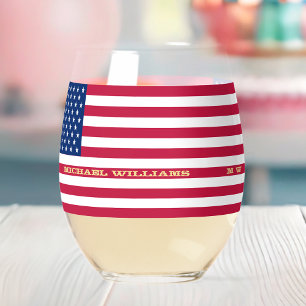 Verre À Vin Sans Pied Elégant drapeau américain patriotique USA Personna
