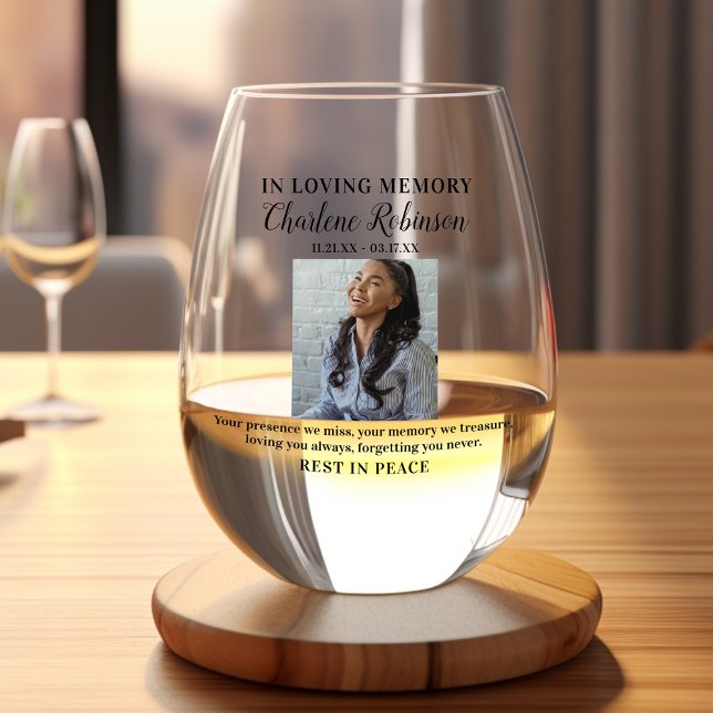 Verre À Vin Sans Pied Élégant En Mémoire Amoureuse | Mémorial photo (Créateur téléchargé)