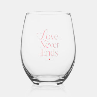 Verre à vin sans pied élégant "L'amour ne finit ja