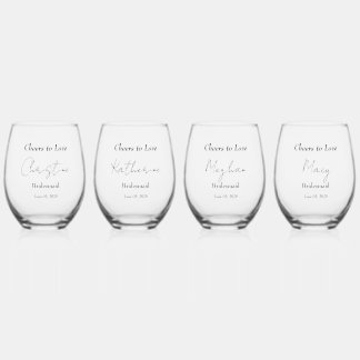 Verre À Vin Sans Pied Élégant Mariage d'accolade florale
