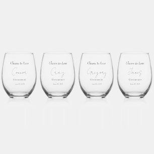 Verre À Vin Sans Pied Élégant Mariage d'accolade florale