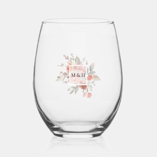 Verre À Vin Sans Pied Élégant Mariage d'aquarelle rose pâle
