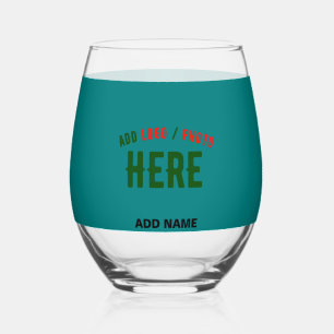 VERRE À VIN SANS PIED ÉLÉGANT MODERNE PERSONNALISÉ TURQUOISE VERT VÉRIFI