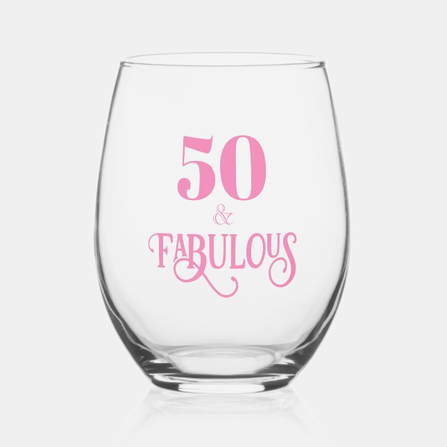 Verre À Vin Sans Pied Elégant rose cinquante et fabuleux (Recto)