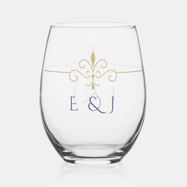 Verre À Vin Sans Pied Elégante aquarelle Golden Rose Mariage Cercles (Recto)