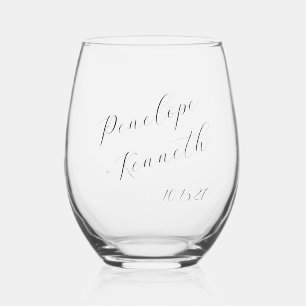 Verre À Vin Sans Pied Élégante calligraphie de script minimaliste Mariag