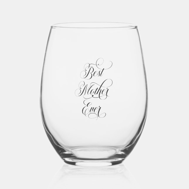 Verre À Vin Sans Pied Élégante calligraphie de script noir - Meilleure m (Recto)