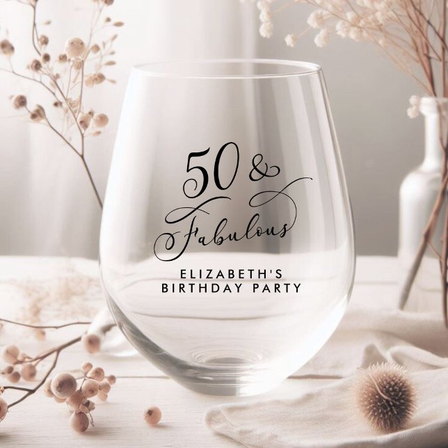Verre À Vin Sans Pied Élégante fête du 50e anniversaire (Créateur téléchargé)