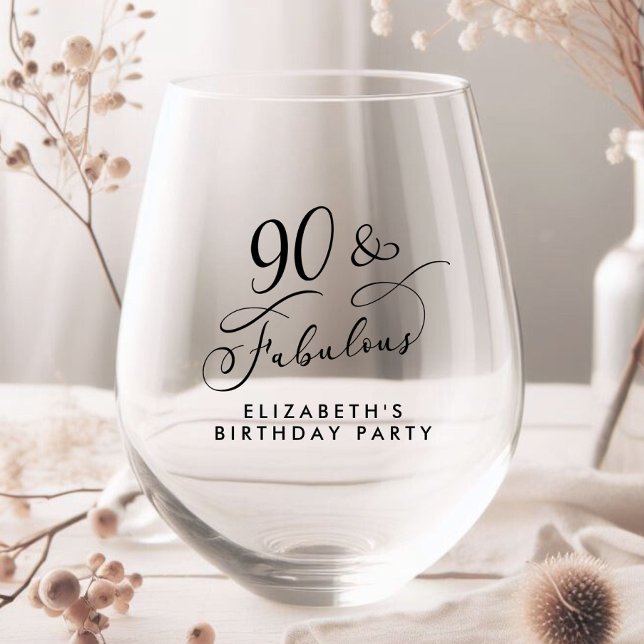 Verre À Vin Sans Pied Elégante fête du 90e anniversaire (Créateur téléchargé)