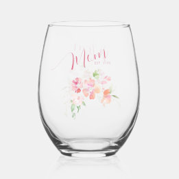 Verre À Vin Sans Pied Elégante Maman Est Année Rose Peau Rose