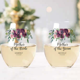 Verre À Vin Sans Pied Élégante mère florale de la mariée