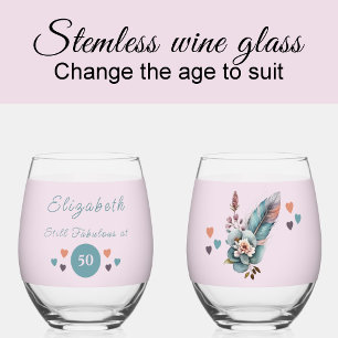 Verre À Vin Sans Pied Encore fabuleux à 50 ajouter nom vert fleuri