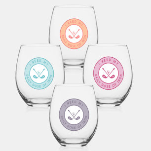 Verre À Vin Sans Pied Ensemble-cadeau de golf drôle d'humour de golfeur 