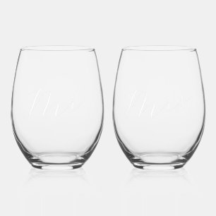 Verre À Vin Sans Pied Ensemble de correspondance Mme et Mme