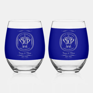 Verre À Vin Sans Pied Ensemble de vaisselle à boire pour le 10ème annive
