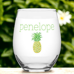 Verre À Vin Sans Pied Étoiles Personnalisées Vert Jaune Ananas Prépa