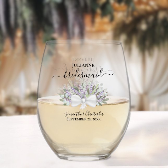 Verre À Vin Sans Pied Éucalyptus Lavender femme de ménage d'honneur cade (Sold Individually or in Sets)