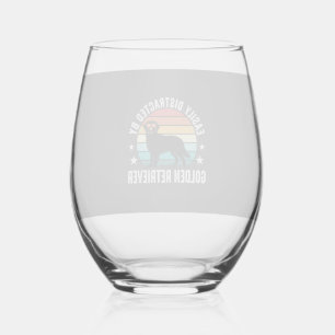 Verre À Vin Sans Pied Facilement distrait par Golden Retriever Retro Sun