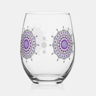 Verre À Vin Sans Pied Fantaisie Mehndi Argent