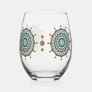 Verre À Vin Sans Pied Fantaisie Mehndi Cuivre