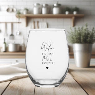 Verre À Vin Sans Pied Femme Maman EST 2025   Nouveau cadeau maman