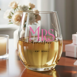 Verre À Vin Sans Pied Femme rose Mariée Mme Anniversaire du Mariage