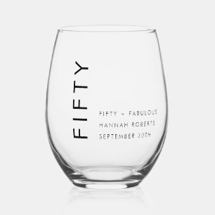 Verre À Vin Sans Pied Fête d'anniversaire 50 ans Moderne Cinquante ans e