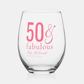 Verre À Vin Sans Pied Fête d'anniversaire 50 ans Moderne Cinquante et Fa