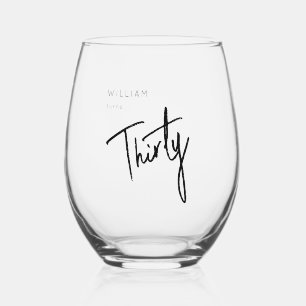 Verre À Vin Sans Pied Fête d'anniversaire moderne 30e Trentième