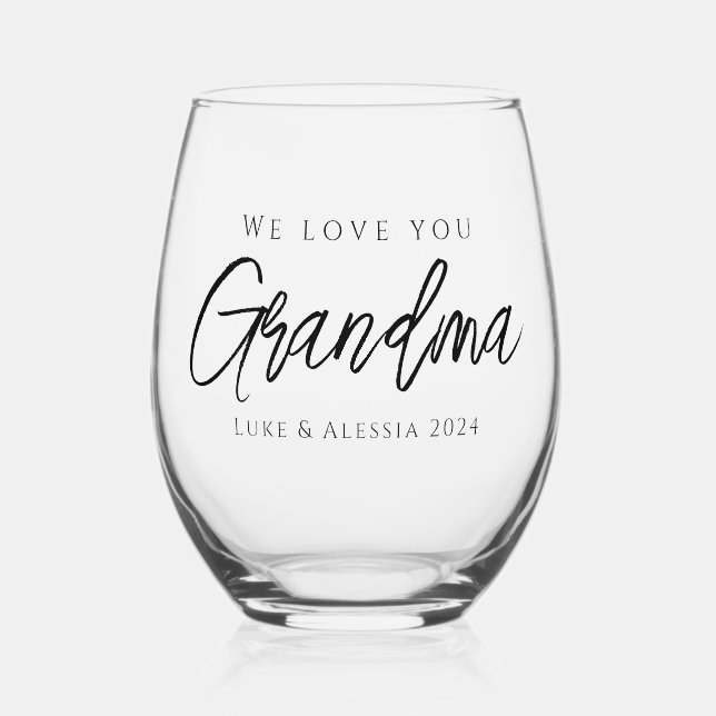 Verre À Vin Sans Pied Fête des Mères Nous vous aimons grand-mère (Recto)