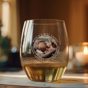 Verre À Vin Sans Pied Fête des pères personnalisée Cute minimaliste phot