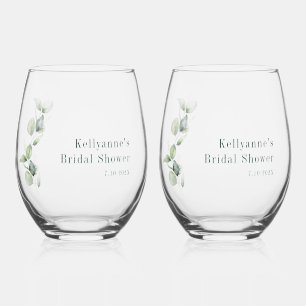 Verre À Vin Sans Pied Fête élégante de douche de mariée moderne botaniqu
